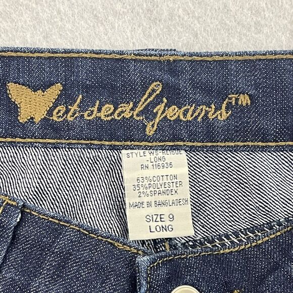 Wet Seal Jeans Womens Size 9 Blue Straight Leg Lo Rise Dark Wash Denim 28x27 - Picture 2 of 14
